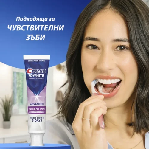 Избелваща паста Crest 3D White Radiant Mint 93гр 7 Crest от USA Козметика паста за зъби Crest 3D White Radiant Mint за чувствителни зъби